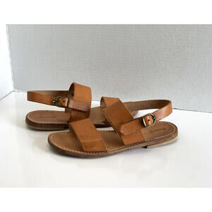 Vintage Samuji Made in Italy Women's 36/6 Brown Leather Slingback Flat Sandals